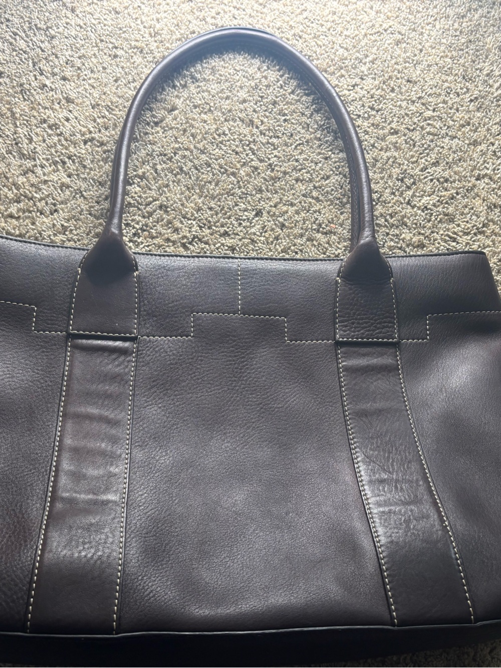 Levenger Dark Brown Leather Tote with Branded Interior Tag
